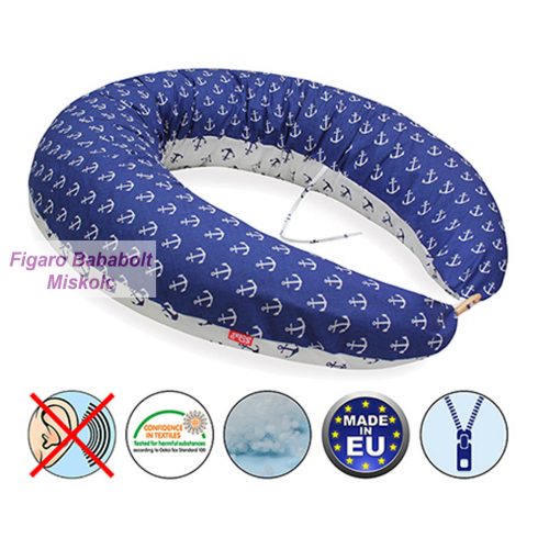 Scamp formázott gombosvégű szoptatós párna pamut huzattal "ancora blue-white"