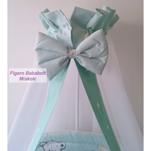 4 részes ágynemű szett "Holdas maci-menta"