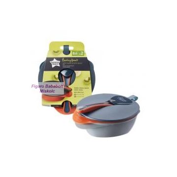   Tommee Tippee Feeding bowls etetőtálka tetővel és kanállal "szürke-narancssárga"