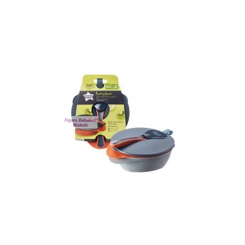 Tommee Tippee Feeding bowls etetőtálka tetővel és kanállal "szürke-narancssárga"