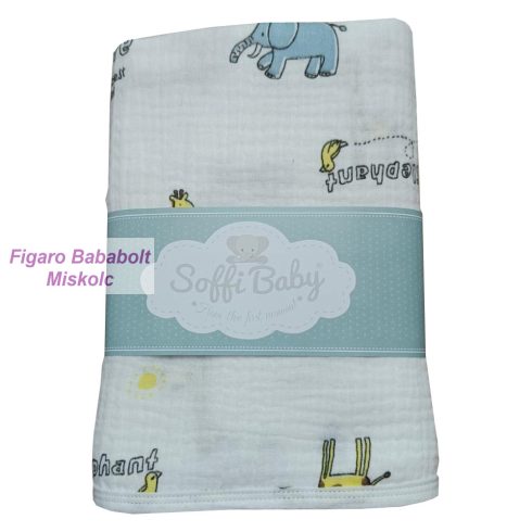 Soffi Baby takaró muszlin dupla elefánt és zsiráf 70x90cm