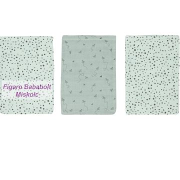   Bébé-jou bambusz fürdetőkesztyű, 3db-os "Zöld pöttyös"