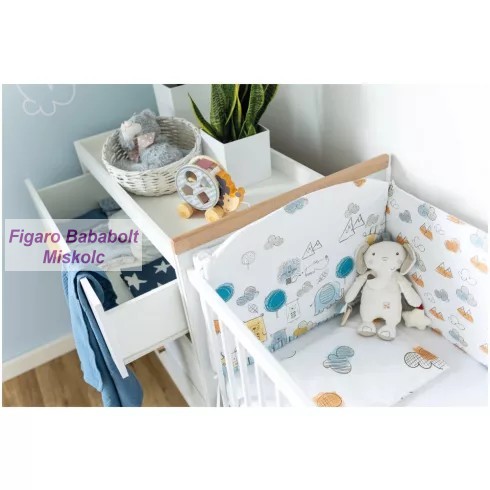 BUBABA 6 RÉSZES ÁGYNEMŰ SZETT -KÉK KARCOLT ÁLLATOS