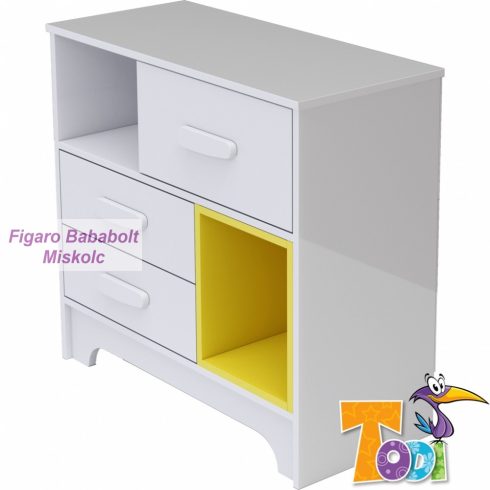 Todi BIANCO 3 fiókos pelenkázó komód (toldalékkal)