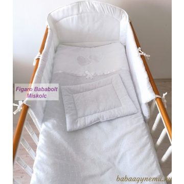   3 részes ágynemű szett "Fehér madeira - dupla szív"