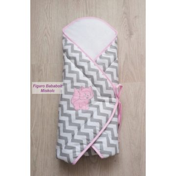 Rózsaszín csillagos-szürke chevron cica - Kókuszpólya