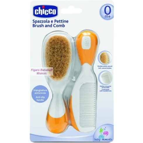 Chicco fésű-hajkefe természetes sörtékkel sárga