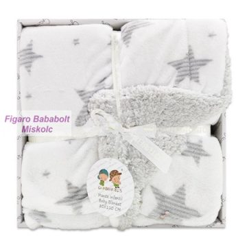   Gamberritos takaró plüss/sherpa 80x110cm csillag szürke 10597