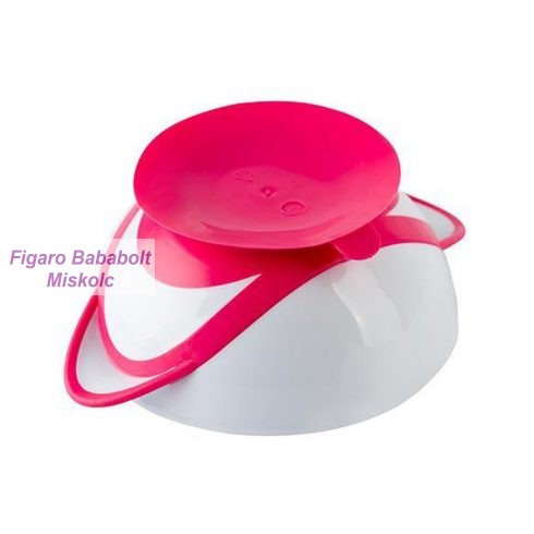 BabyOno tányér, tapadó aljú fedeles, kanállal "rózsaszín" 1063/03