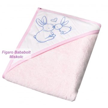   TegaBaby kapucnis pamut kifogó 100x100 "pink nyuszi"