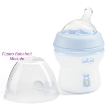   Chicco Natural Feeling cumisüveg normál folyású ferde cumival - 150 ml "blue bear"