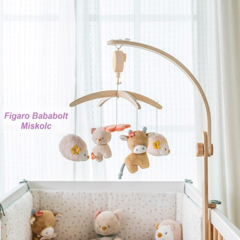 Nattou zenélő-forgó plüss, fa állvánnyal "Mila, Zoe and Lana"