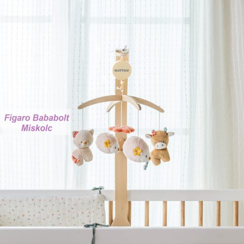 Nattou zenélő-forgó plüss, fa állvánnyal "Mila, Zoe and Lana"