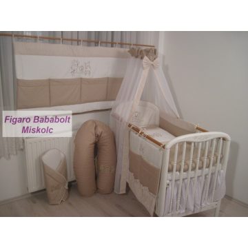   4 részes bébi ágynemű garnitúra muszlin függönnyel "Safari"