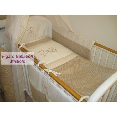 4 részes bébi ágynemű garnitúra muszlin függönnyel "Safari"