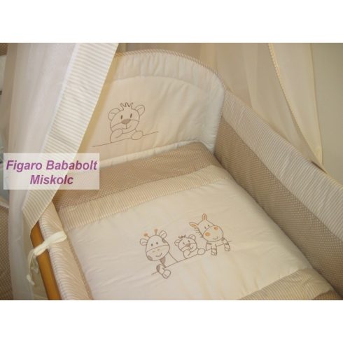 4 részes bébi ágynemű garnitúra muszlin függönnyel "Safari"