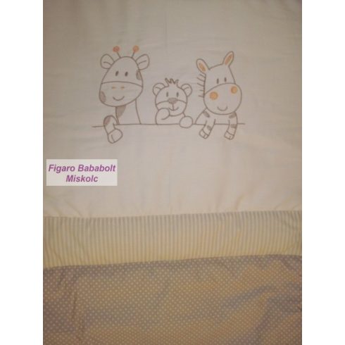 4 részes bébi ágynemű garnitúra muszlin függönnyel "Safari"