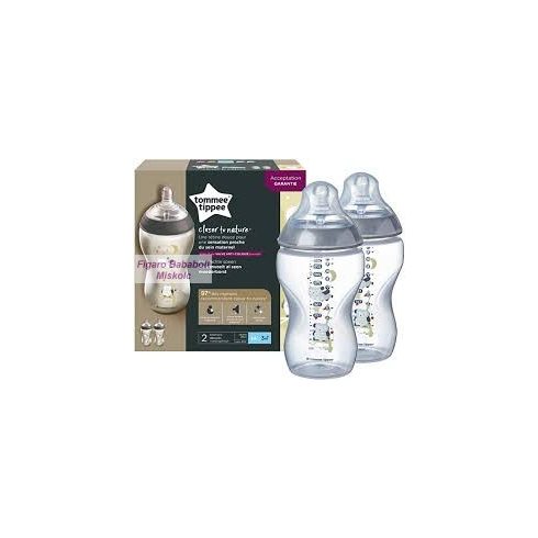 Tommee Tippee Closer To Nature cumisüveg 2x 340ml 3m+ "szürke"