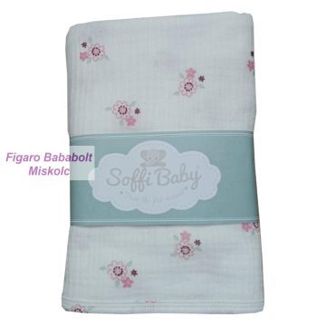 Soffi Baby takaró muszlin dupla virágos 70x90cm