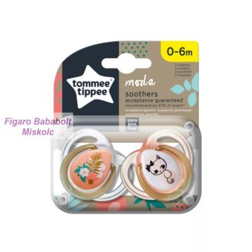   Tommee Tippee Moda játszócumi 0-6 hó 2 db "cica&virág"