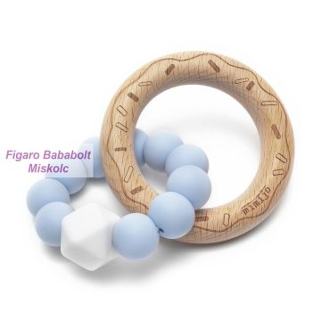 Mimijo rágóka 1 bükkfa gyűrűs szilikon "kék"