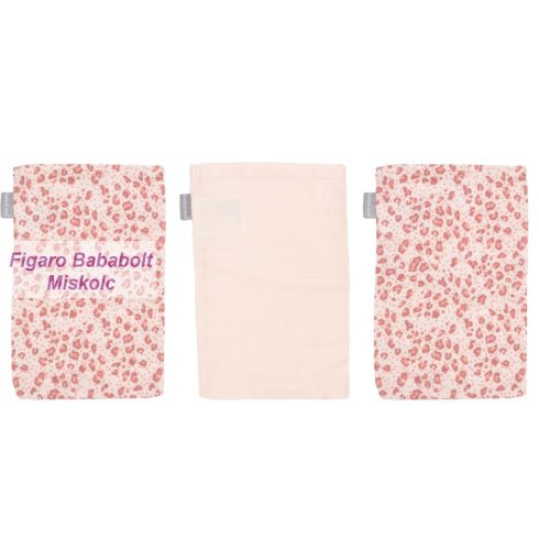 Bébé-jou bambusz fürdetőkesztyű, 3db-os "leopard pink"