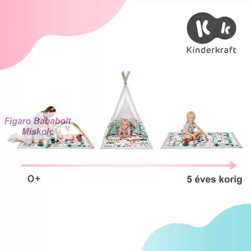 Kinderkraft játszószőnyeg - Little Gardener játékhíddal, sátorral