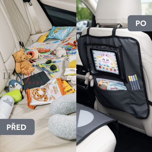 ZOPA ülésvédő autósüléshez  tablet tartóval , mosható szürke