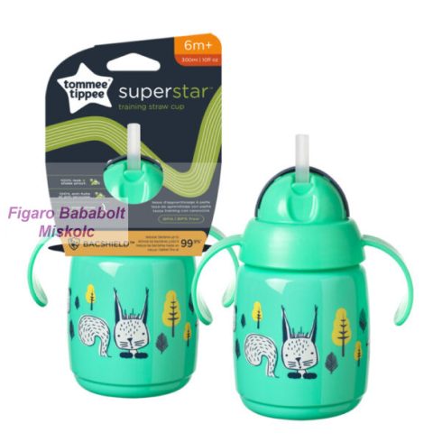 Tommee Tippee Superstar szívószálas itatópohár 300 ml 6hó+ "zöld"