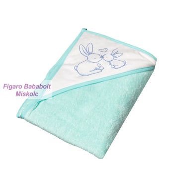   TegaBaby kapucnis pamut kifogó 100x100 "menta nyuszi"