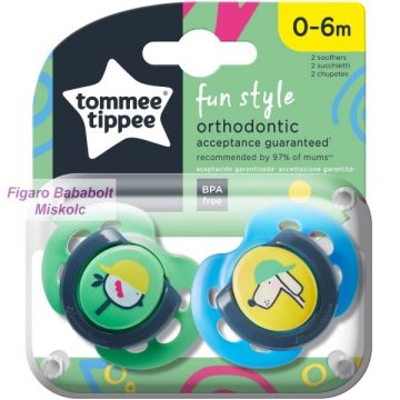   Tommee Tippee Fun Style játszócumi 0-6 hó 2 db "kutya-madár"