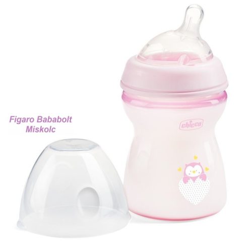 Chicco NaturalFeeling cumisüveg közepes folyású ferde cumival - 250 ml "rózsaszín"