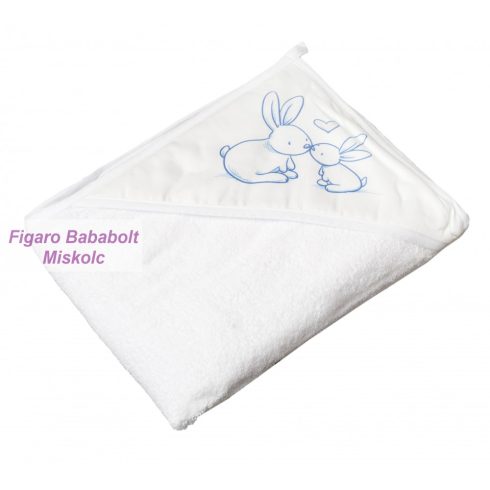 TegaBaby kapucnis pamut kifogó 100x100cm "fehér nyuszi"