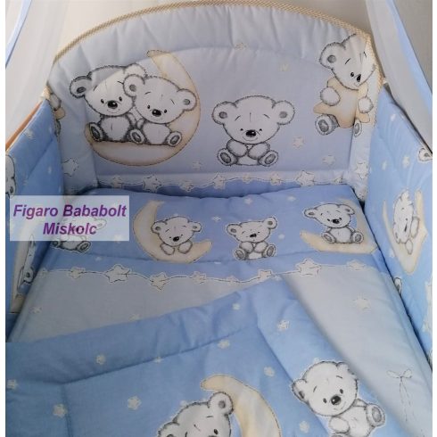 3 részes ágynemű szett "Holdas maci-kék"