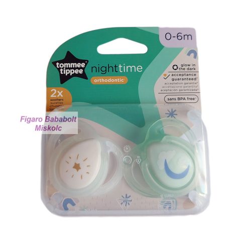 Tommee Tippee night time játszócumi 0-6 hó 2db pasztell "csillag-hold"