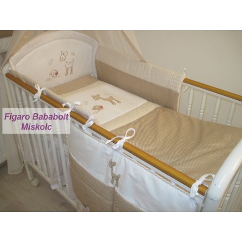4 részes bébi ágynemű garnitúra muszlin függönnyel "Bambi"