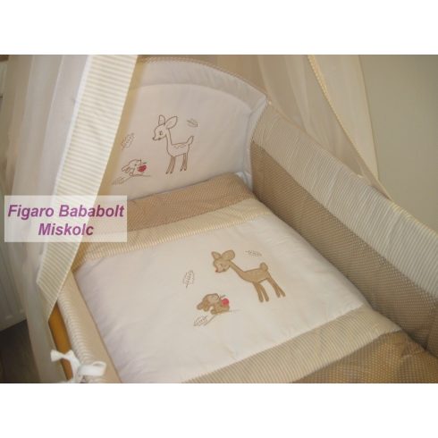 4 részes bébi ágynemű garnitúra muszlin függönnyel "Bambi"
