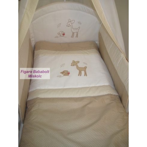 4 részes bébi ágynemű garnitúra muszlin függönnyel "Bambi"
