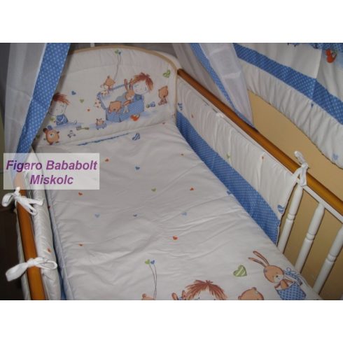 4 részes bébi ágynemű garnitúra muszlin függönnyel "Pöttyös Peti"