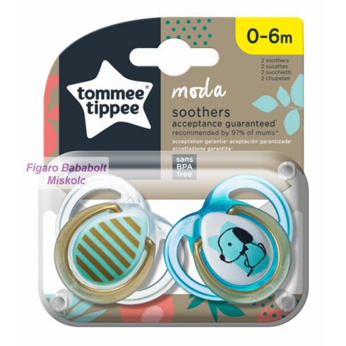 Tommee Tippee Moda játszócumi 0-6 hó 2 db "kutyus"