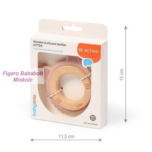 Babyono rágóka fa/szilikon "cat"