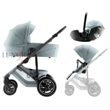   BRITAX RöMER Smile 5Z Comfort Style babakocsi bundle szett (Smile 5Z babakocsi + mózeskosár + Baby-Safe Pro) Harbor Blue