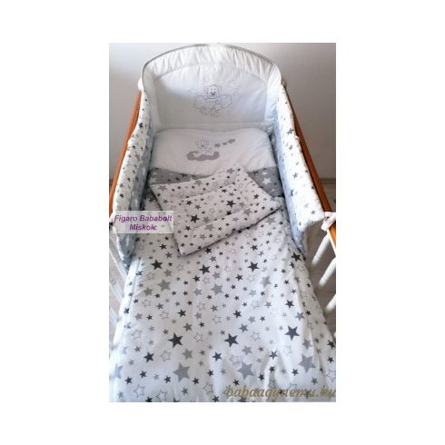 4 részes ágynemű szett "Gray star-csillagfüzéres maci"