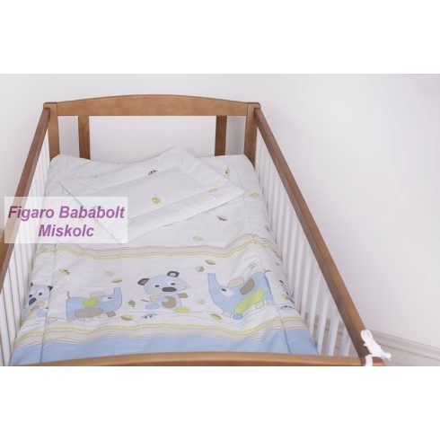 4 részes bébi ágynemű garnitúra muszlin függönnyel "Simi Eli kék"