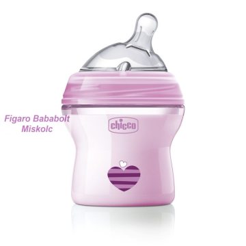   Chicco Natural Feeling cumisüveg normál folyású ferde cumival - 150 ml "pink"
