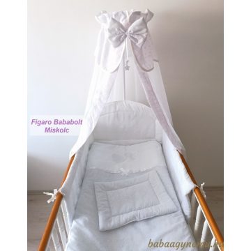   4 részes bébi ágynemű garnitúra muszlin függönnyel "Madeira dupla szív"