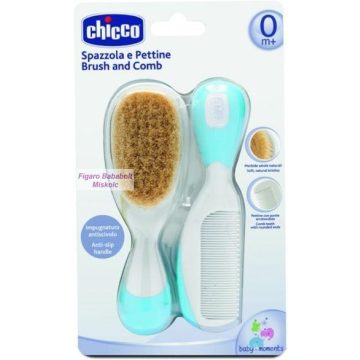 Chicco fésű-hajkefe természetes sörtékkel kék