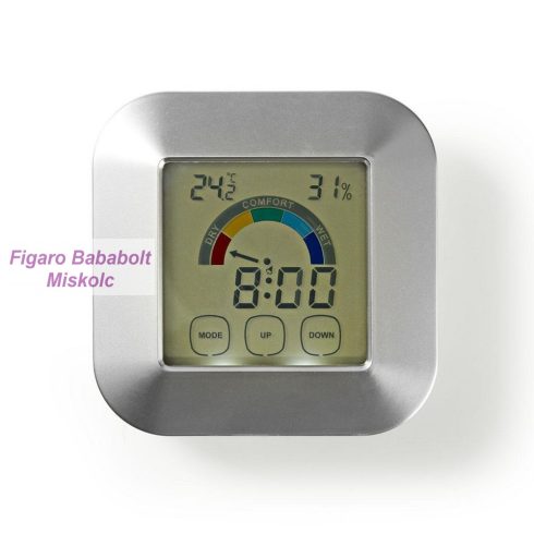 Nedis páratartalom mérő, hőmérséklet mérő, óra