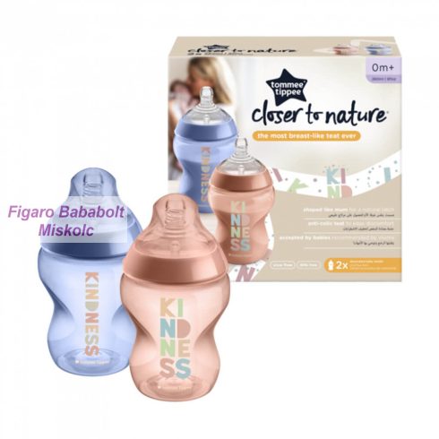 Tommee Tippee Closer To Nature cumisüveg  2X260 ml - "kindness"