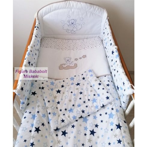 3 részes ágynemű szett "Blue Star - csillagfüzéres maci"